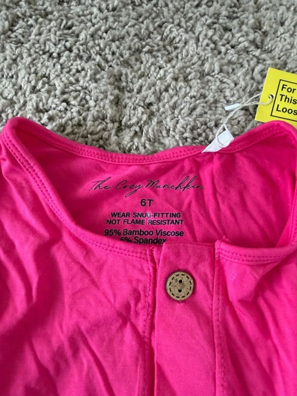 NWT The Cozy Munchkin Hot Pink Long Sleeve Button Bamboo Dress